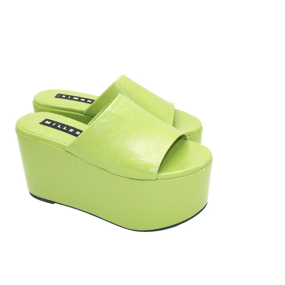 Simon Miller Kiwi Green Patent Leather Platform Sandals Size 38 Rt $598 - Picture 4 of 9